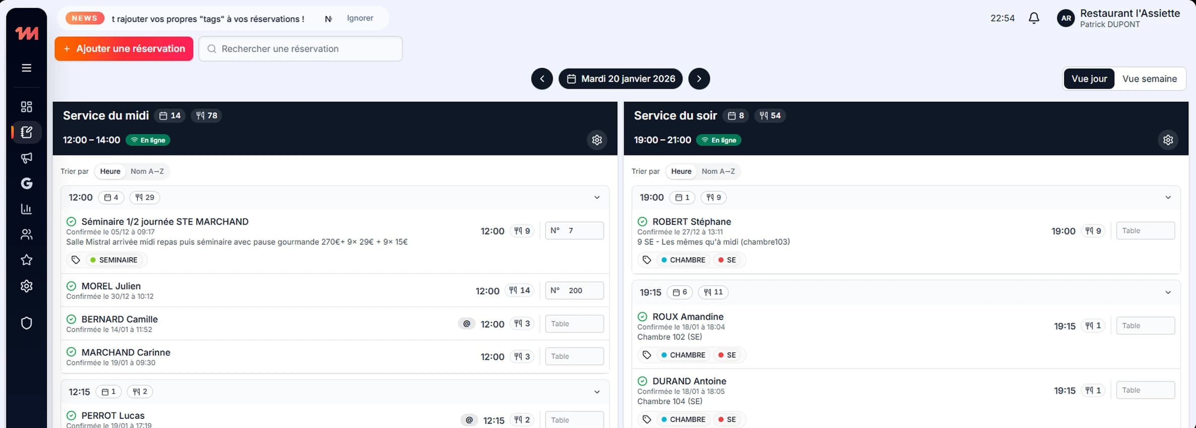 Aperçu de l’application Restomatik
